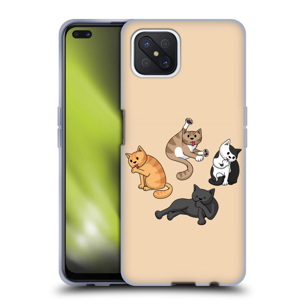 Beth Wilson Doodle Cats 2 Washing Time Soft Gel Case for OPPO Reno4 Z 5G
