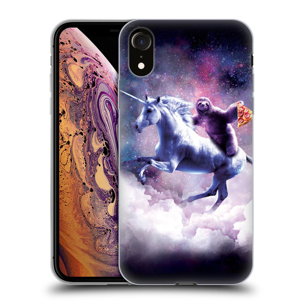 Random Galaxy Space Unicorn Ride Pizza Sloth Soft Gel Case for Apple iPhone XR