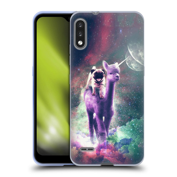 Random Galaxy Space Unicorn Ride Pug Riding Llama Soft Gel Case for LG K22