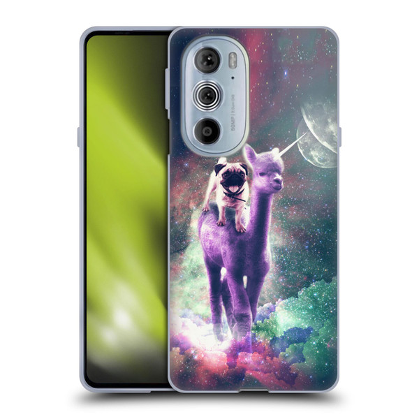 Random Galaxy Space Unicorn Ride Pug Riding Llama Soft Gel Case for Motorola Edge X30