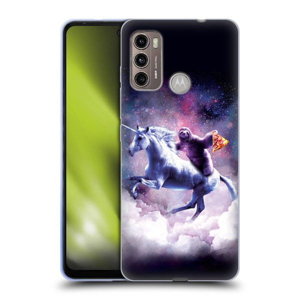 Random Galaxy Space Unicorn Ride Pizza Sloth Soft Gel Case for Motorola Moto G60 / Moto G40 Fusion