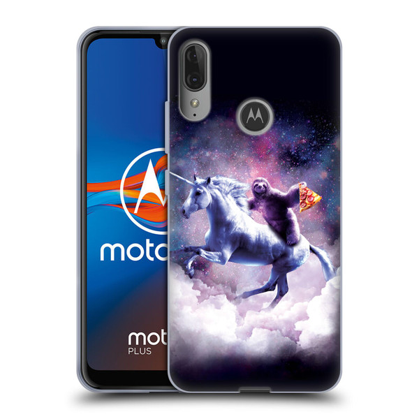Random Galaxy Space Unicorn Ride Pizza Sloth Soft Gel Case for Motorola Moto E6 Plus