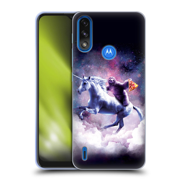 Random Galaxy Space Unicorn Ride Pizza Sloth Soft Gel Case for Motorola Moto E7 Power / Moto E7i Power