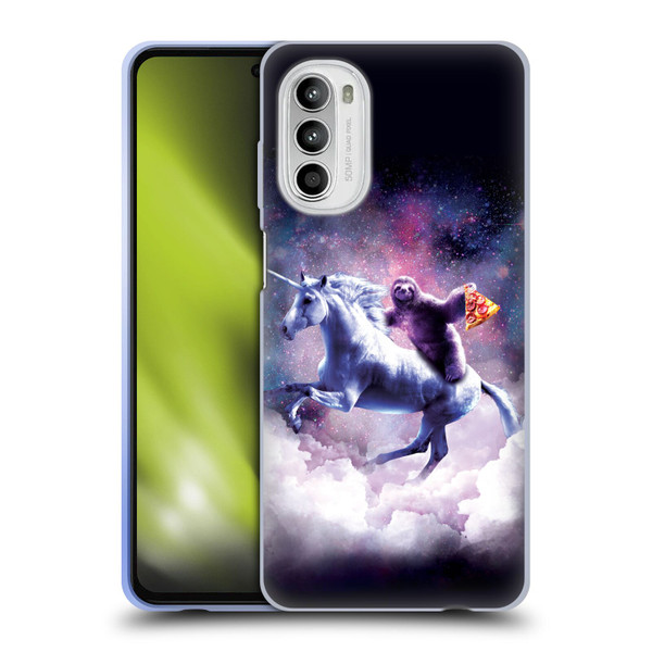 Random Galaxy Space Unicorn Ride Pizza Sloth Soft Gel Case for Motorola Moto G52