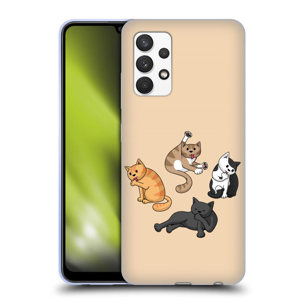 Beth Wilson Doodle Cats 2 Washing Time Soft Gel Case for Samsung Galaxy A32 (2021)