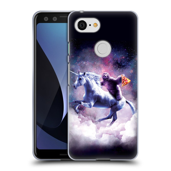 Random Galaxy Space Unicorn Ride Pizza Sloth Soft Gel Case for Google Pixel 3