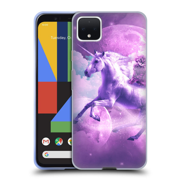 Random Galaxy Space Unicorn Ride Purple Galaxy Cat Soft Gel Case for Google Pixel 4 XL