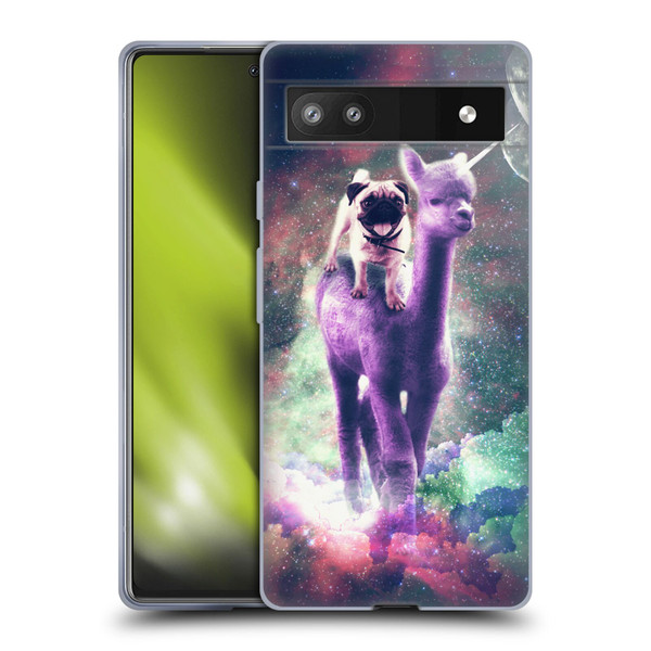 Random Galaxy Space Unicorn Ride Pug Riding Llama Soft Gel Case for Google Pixel 6a