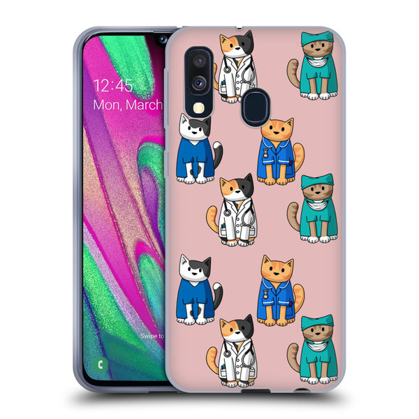 Beth Wilson Doodle Cats 2 Professionals Soft Gel Case for Samsung Galaxy A40 (2019)