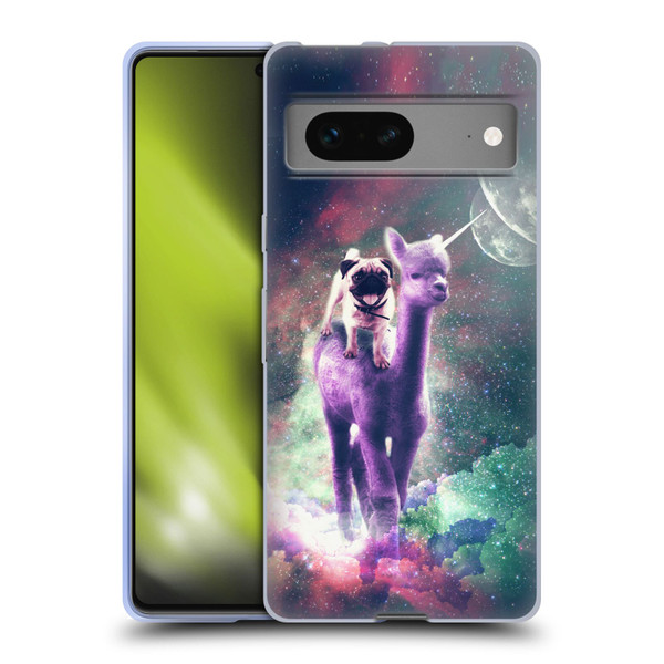 Random Galaxy Space Unicorn Ride Pug Riding Llama Soft Gel Case for Google Pixel 7