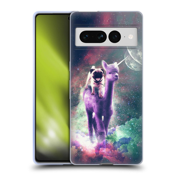 Random Galaxy Space Unicorn Ride Pug Riding Llama Soft Gel Case for Google Pixel 7 Pro