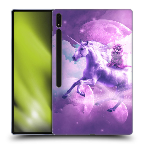 Random Galaxy Space Unicorn Ride Purple Galaxy Cat Soft Gel Case for Samsung Galaxy Tab S8 Ultra