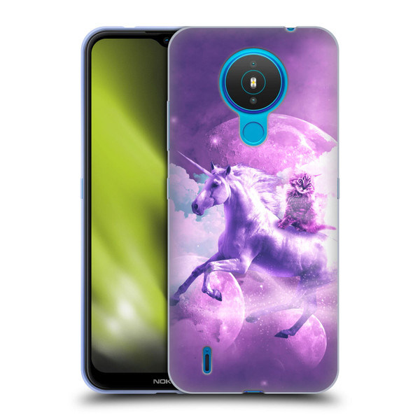 Random Galaxy Space Unicorn Ride Purple Galaxy Cat Soft Gel Case for Nokia 1.4