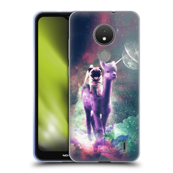 Random Galaxy Space Unicorn Ride Pug Riding Llama Soft Gel Case for Nokia C21