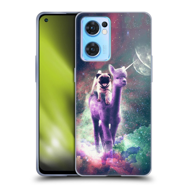 Random Galaxy Space Unicorn Ride Pug Riding Llama Soft Gel Case for OPPO Reno7 5G / Find X5 Lite