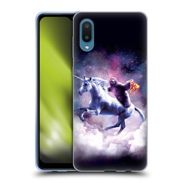 Random Galaxy Space Unicorn Ride Pizza Sloth Soft Gel Case for Samsung Galaxy A02/M02 (2021)