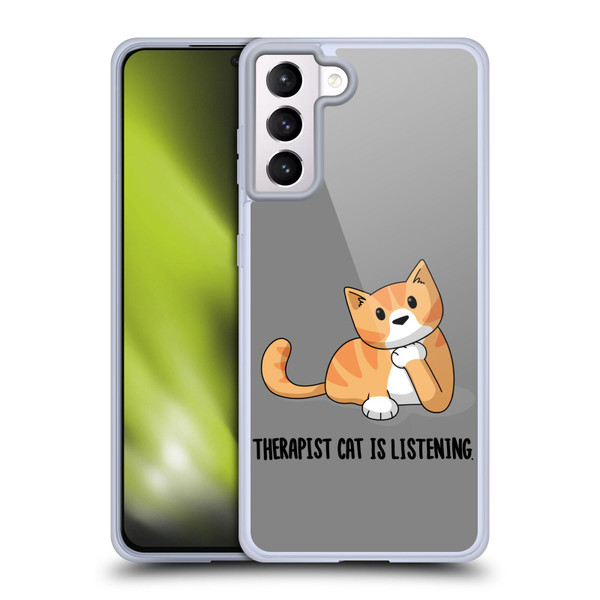 Beth Wilson Doodle Cats 2 Therapist Soft Gel Case for Samsung Galaxy S21+ 5G
