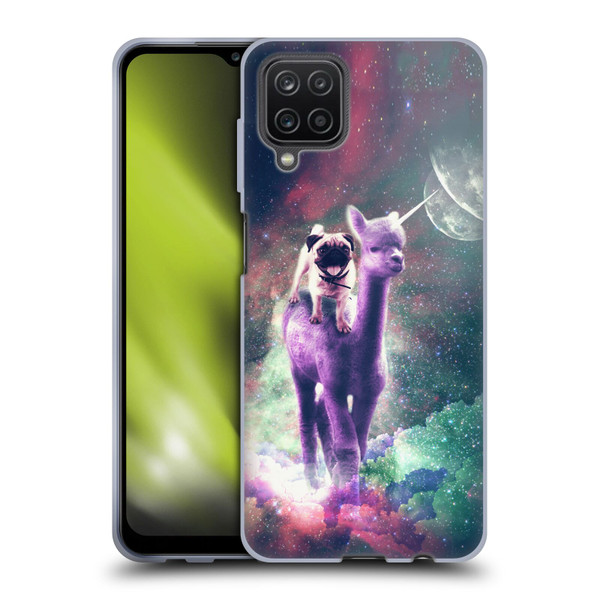 Random Galaxy Space Unicorn Ride Pug Riding Llama Soft Gel Case for Samsung Galaxy A12 (2020)