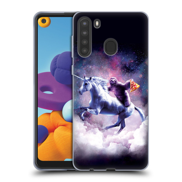 Random Galaxy Space Unicorn Ride Pizza Sloth Soft Gel Case for Samsung Galaxy A21 (2020)