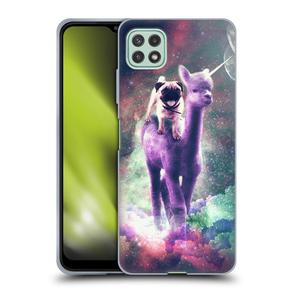 Random Galaxy Space Unicorn Ride Pug Riding Llama Soft Gel Case for Samsung Galaxy A22 5G / F42 5G (2021)