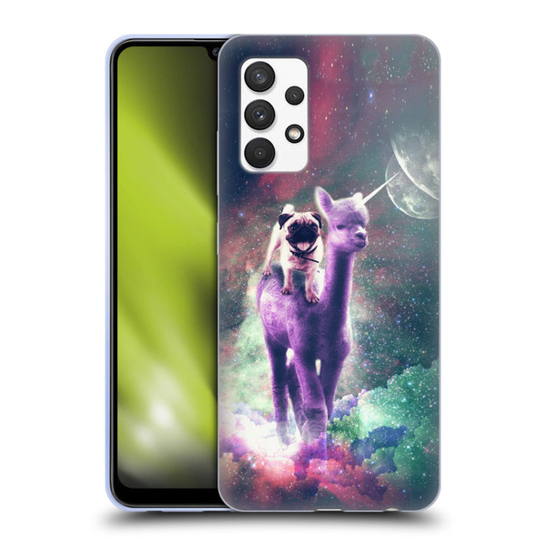 Random Galaxy Space Unicorn Ride Pug Riding Llama Soft Gel Case for Samsung Galaxy A32 (2021)