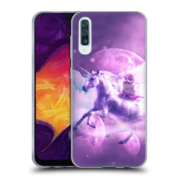 Random Galaxy Space Unicorn Ride Purple Galaxy Cat Soft Gel Case for Samsung Galaxy A50/A30s (2019)