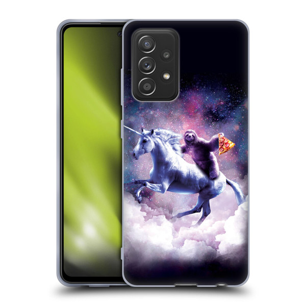 Random Galaxy Space Unicorn Ride Pizza Sloth Soft Gel Case for Samsung Galaxy A52 / A52s / 5G (2021)