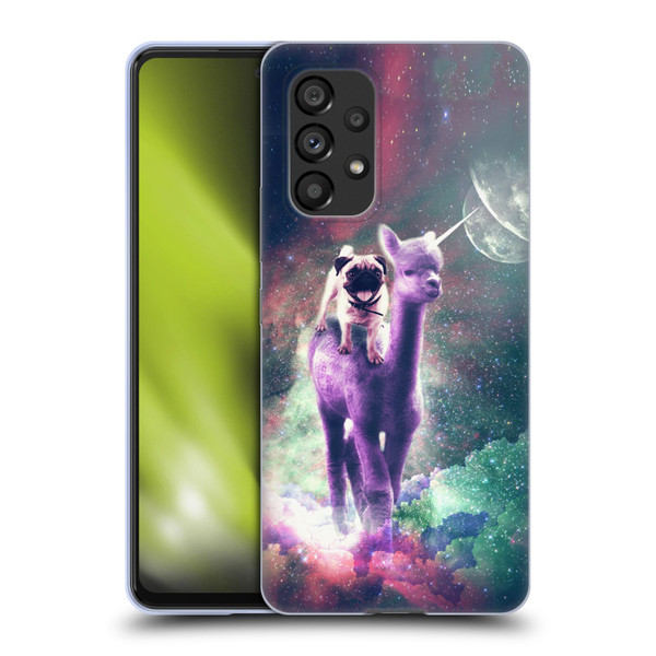 Random Galaxy Space Unicorn Ride Pug Riding Llama Soft Gel Case for Samsung Galaxy A53 5G (2022)