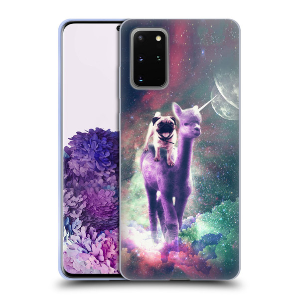 Random Galaxy Space Unicorn Ride Pug Riding Llama Soft Gel Case for Samsung Galaxy S20+ / S20+ 5G