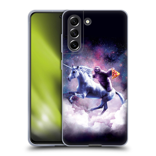 Random Galaxy Space Unicorn Ride Pizza Sloth Soft Gel Case for Samsung Galaxy S21 FE 5G