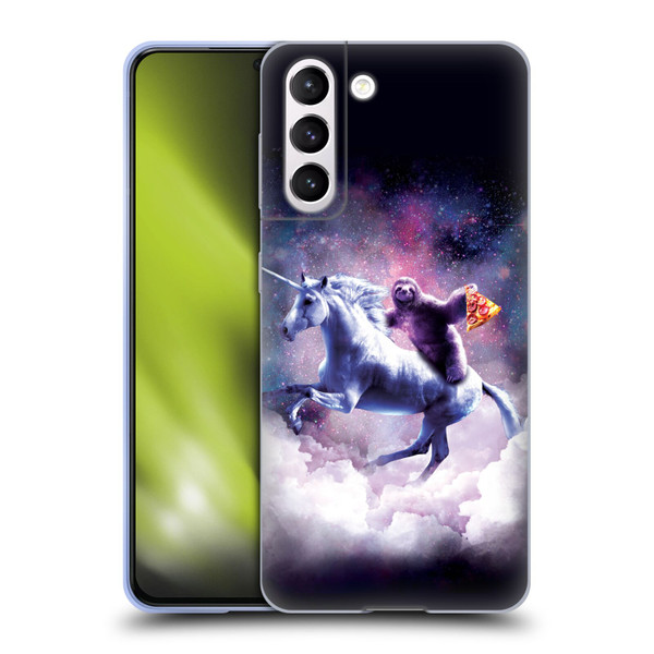 Random Galaxy Space Unicorn Ride Pizza Sloth Soft Gel Case for Samsung Galaxy S21 5G