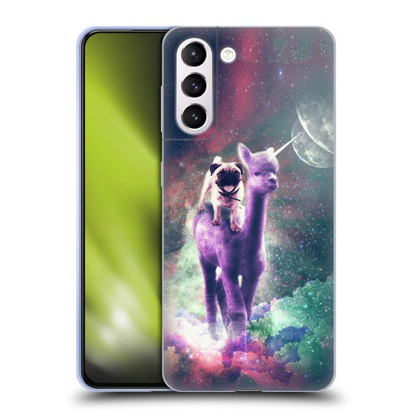 Random Galaxy Space Unicorn Ride Pug Riding Llama Soft Gel Case for Samsung Galaxy S21+ 5G