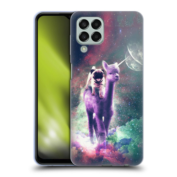 Random Galaxy Space Unicorn Ride Pug Riding Llama Soft Gel Case for Samsung Galaxy M33 (2022)