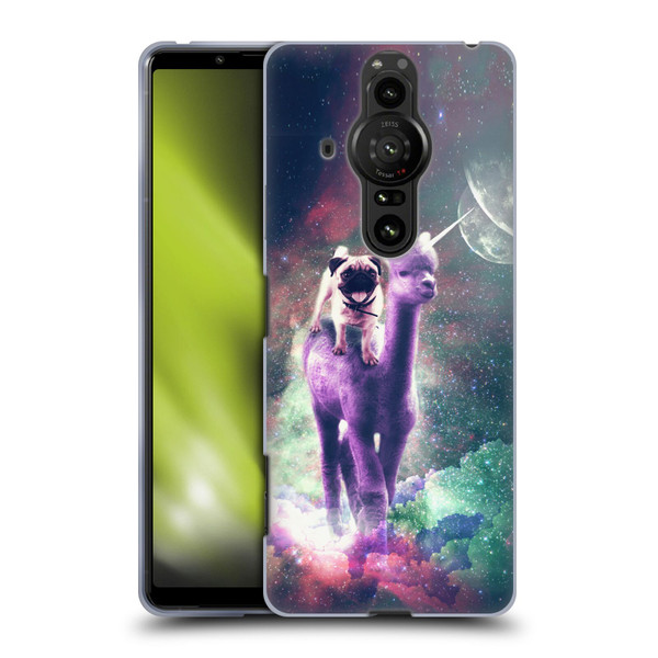Random Galaxy Space Unicorn Ride Pug Riding Llama Soft Gel Case for Sony Xperia Pro-I