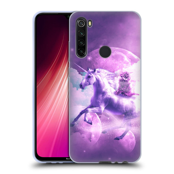 Random Galaxy Space Unicorn Ride Purple Galaxy Cat Soft Gel Case for Xiaomi Redmi Note 8T