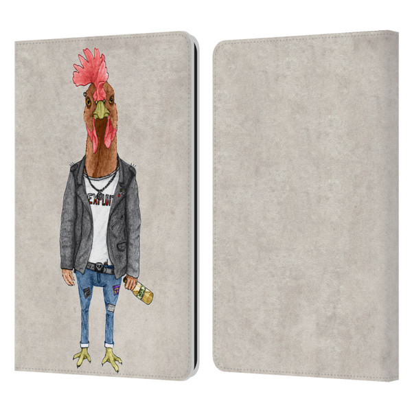 Barruf Animals Punk Rooster Leather Book Wallet Case Cover For Amazon Kindle Paperwhite 1 / 2 / 3