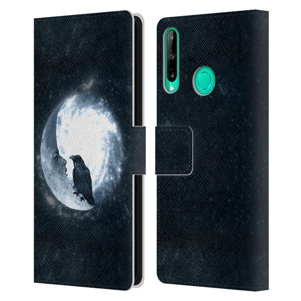 Barruf Animals Crow and Its Moon Leather Book Wallet Case Cover For Huawei P40 lite E