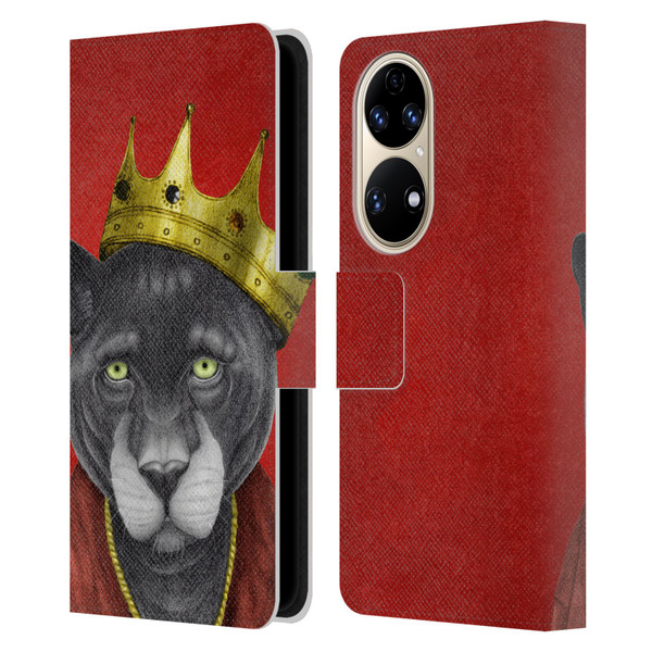 Barruf Animals The King Panther Leather Book Wallet Case Cover For Huawei P50