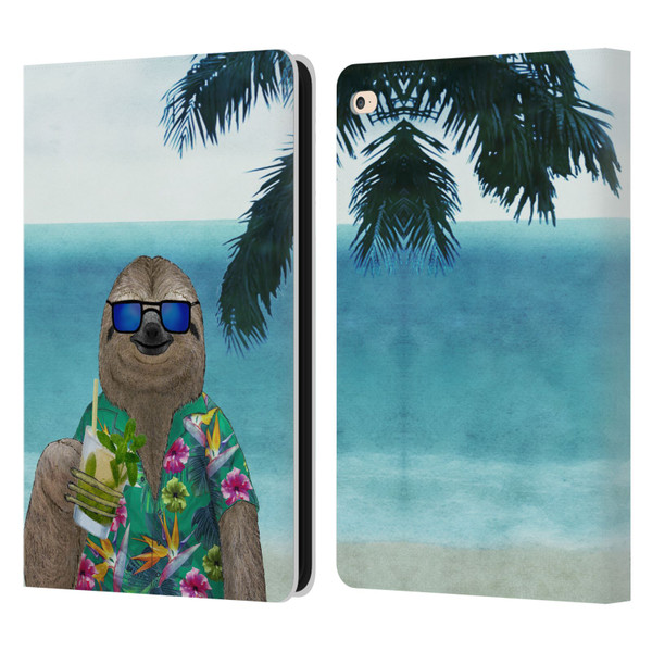Barruf Animals Sloth In Summer Leather Book Wallet Case Cover For Apple iPad Air 2 (2014)