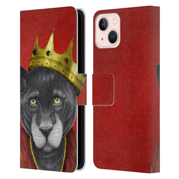Barruf Animals The King Panther Leather Book Wallet Case Cover For Apple iPhone 13