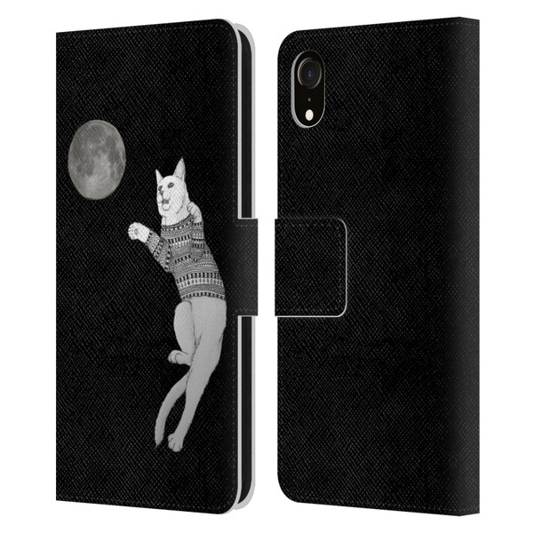 Barruf Animals Cat-ch The Moon Leather Book Wallet Case Cover For Apple iPhone XR