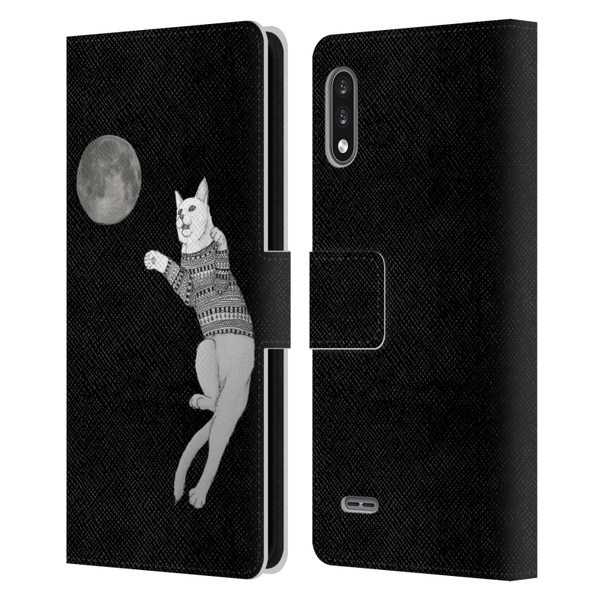 Barruf Animals Cat-ch The Moon Leather Book Wallet Case Cover For LG K22