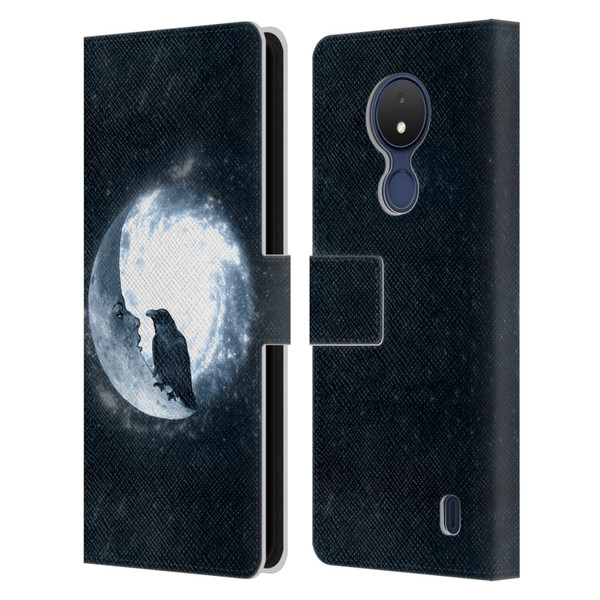 Barruf Animals Crow and Its Moon Leather Book Wallet Case Cover For Nokia C21