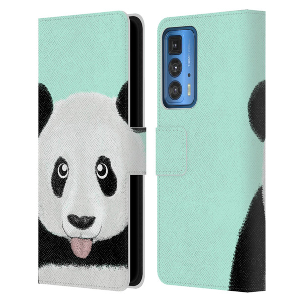 Barruf Animals The Cute Panda Leather Book Wallet Case Cover For Motorola Edge 20 Pro