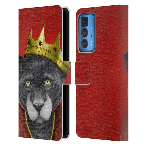 Barruf Animals The King Panther Leather Book Wallet Case Cover For Motorola Edge 20 Pro