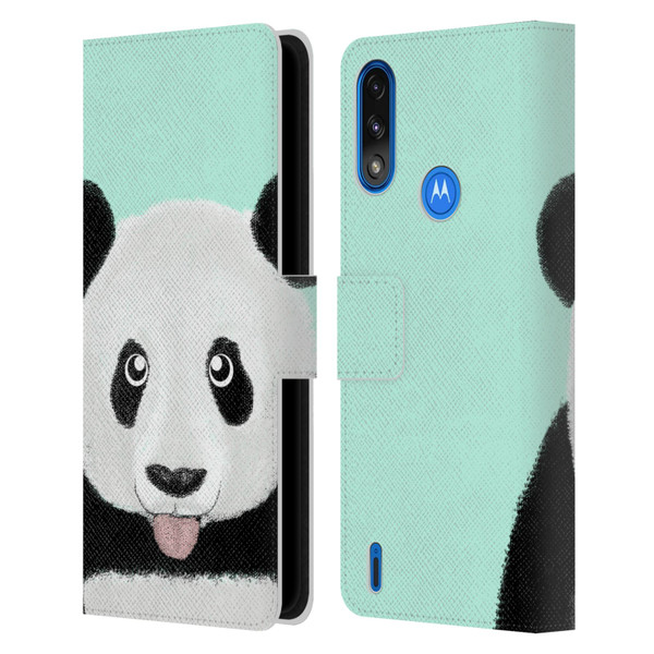 Barruf Animals The Cute Panda Leather Book Wallet Case Cover For Motorola Moto E7 Power / Moto E7i Power