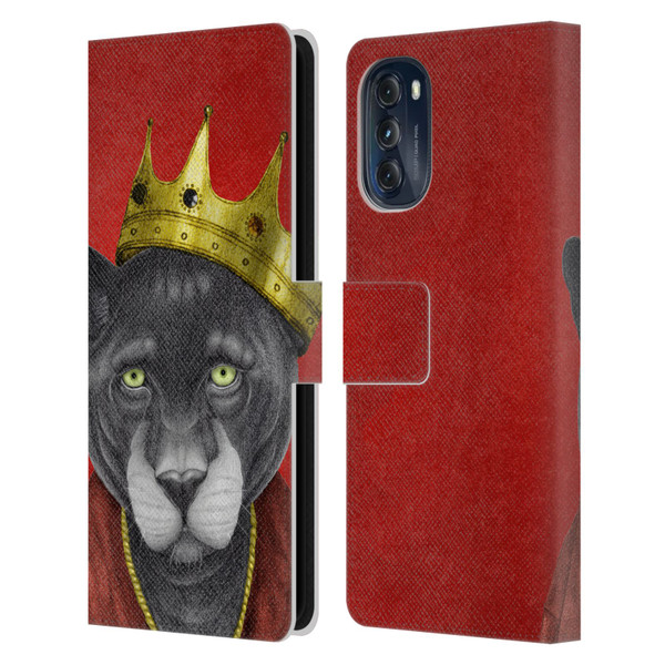Barruf Animals The King Panther Leather Book Wallet Case Cover For Motorola Moto G (2022)