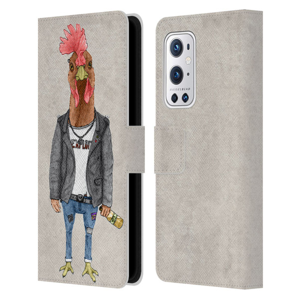 Barruf Animals Punk Rooster Leather Book Wallet Case Cover For OnePlus 9 Pro