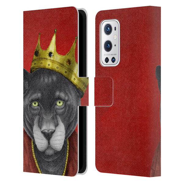 Barruf Animals The King Panther Leather Book Wallet Case Cover For OnePlus 9 Pro