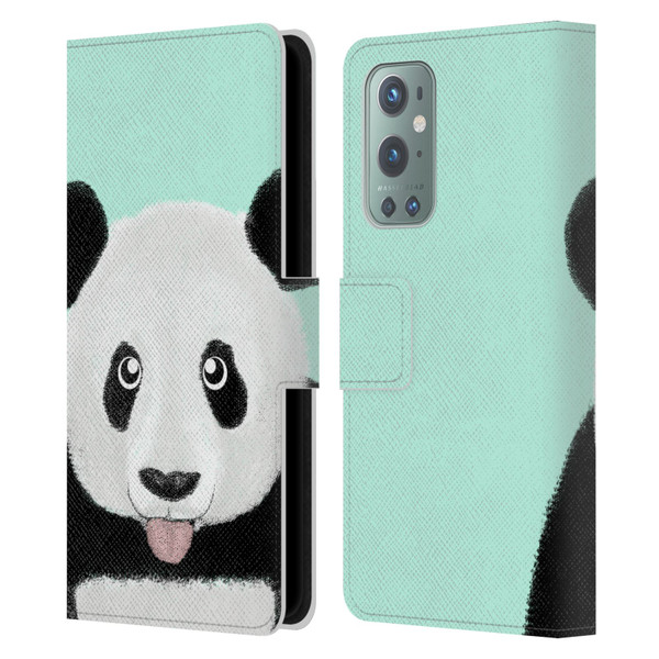Barruf Animals The Cute Panda Leather Book Wallet Case Cover For OnePlus 9
